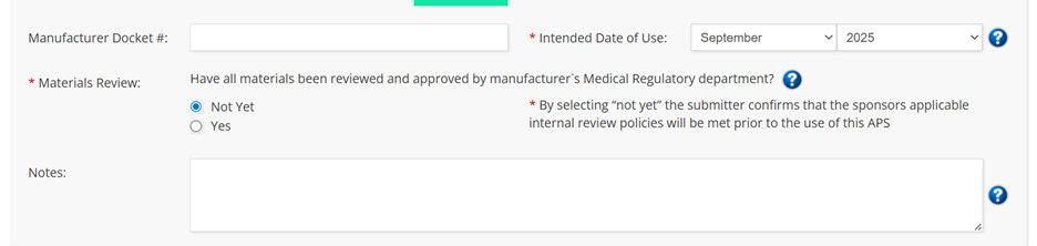 Submission Form "medical/regulatory sign-off"